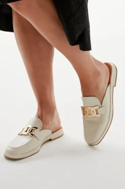 Alfie u0026 Evie Lifeline Cream Leather Gold Buckle Loafer