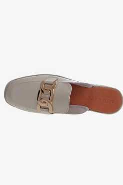 Alfie u0026 Evie Lifeline Cream Leather Gold Buckle Loafer