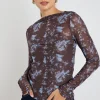 Stories be Told Light Chocolate Tie Dye Mesh Boatneck Top