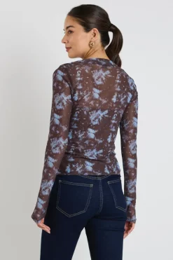 Stories be Told Light Chocolate Tie Dye Mesh Boatneck Top