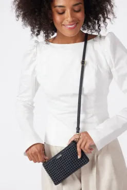 Saben Lily Black Braid Crossbody Bag