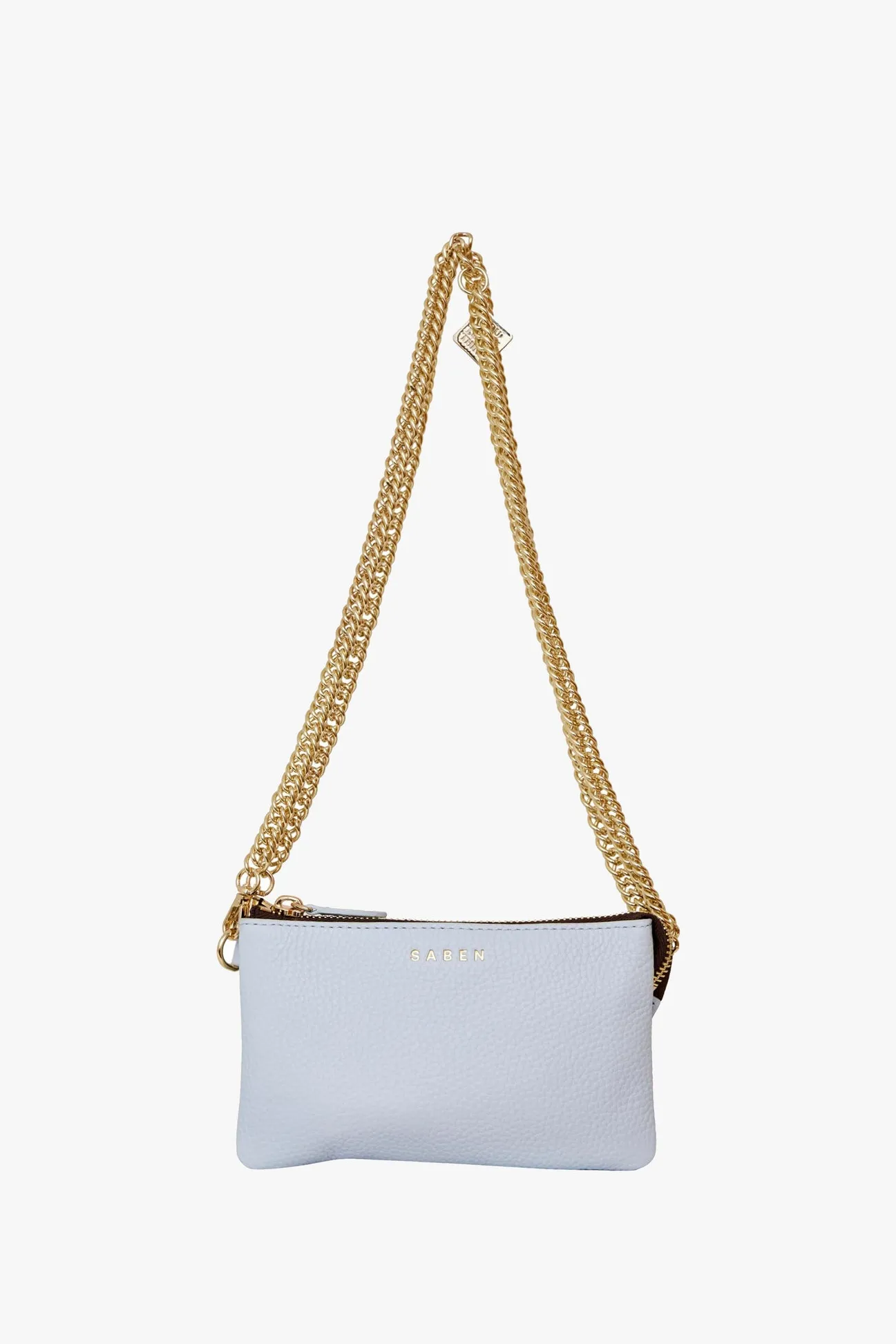 Saben Lily Whisper Blue Chain Strap Leather Crossbody Bag