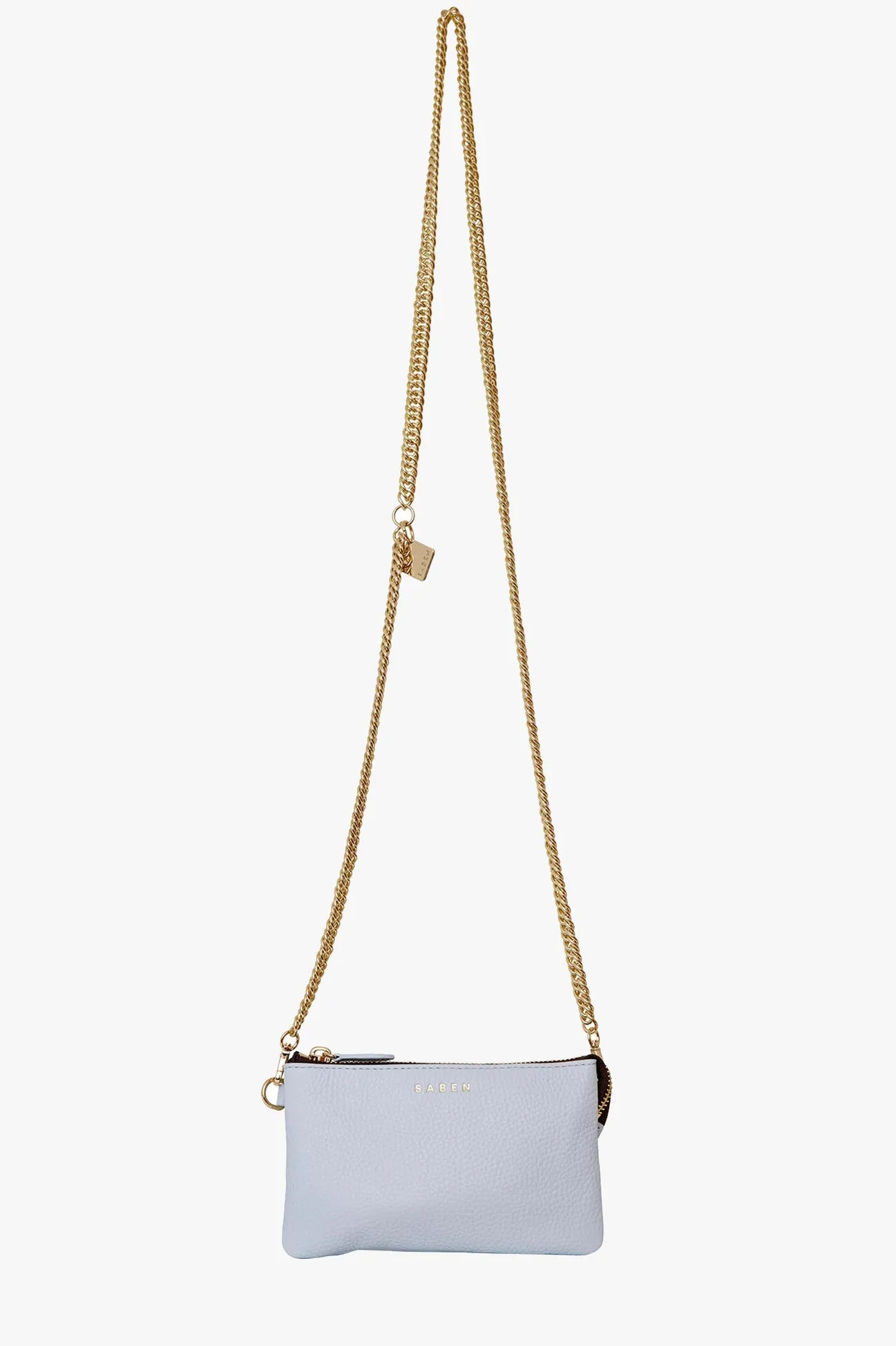 Saben Lily Whisper Blue Chain Strap Leather Crossbody Bag