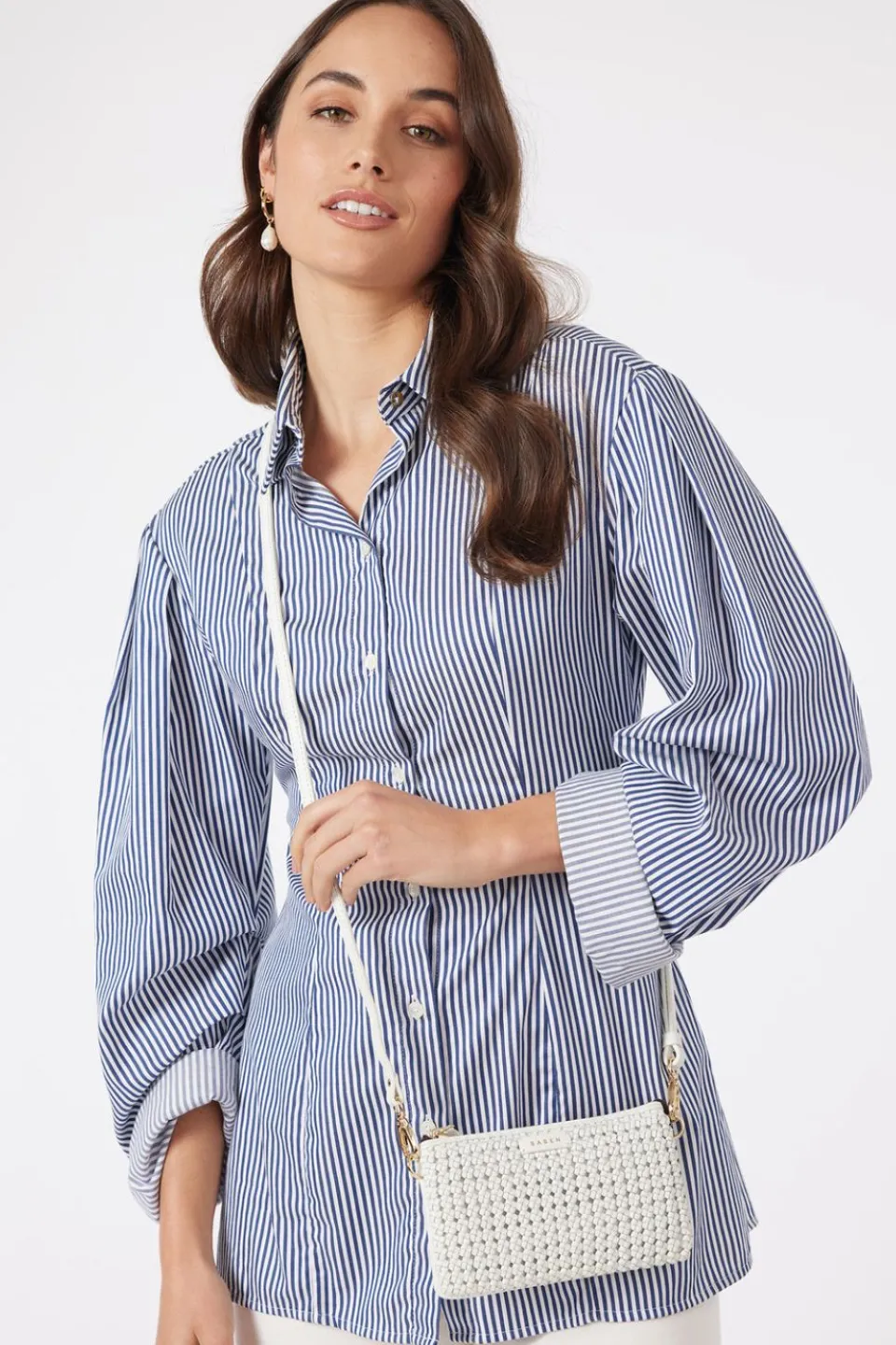 Saben Lily White Braid Crossbody Bag