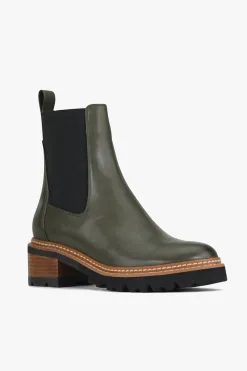 EOS Linear Olive Chelsea Elastic Ankle Boot
