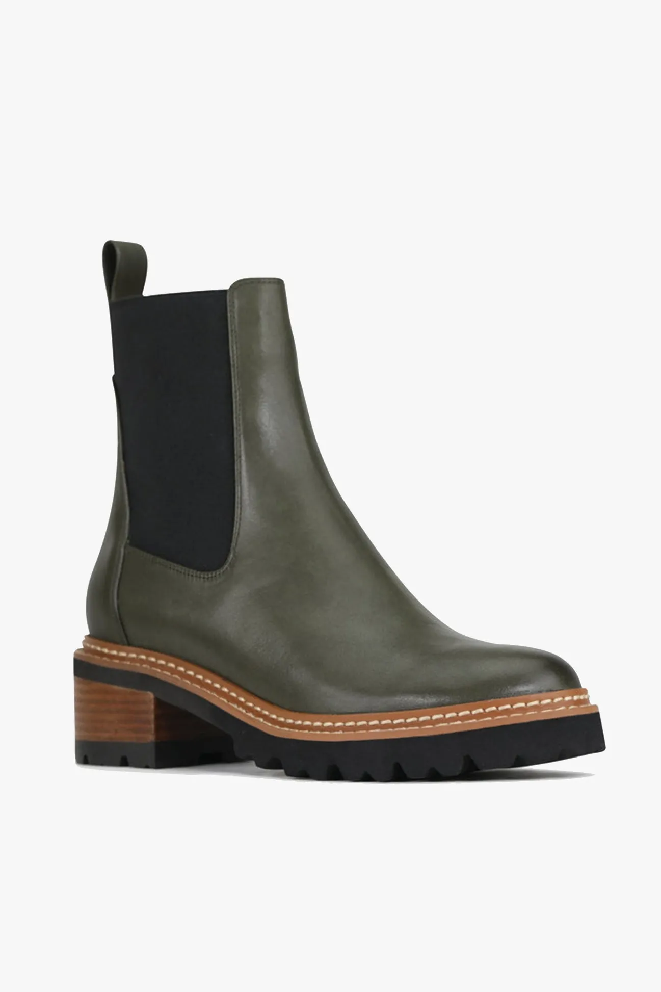 EOS Linear Olive Chelsea Elastic Ankle Boot