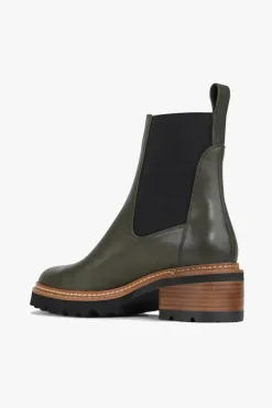 EOS Linear Olive Chelsea Elastic Ankle Boot