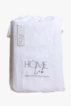 Home Lab Linen Duvet Cover Set White King
