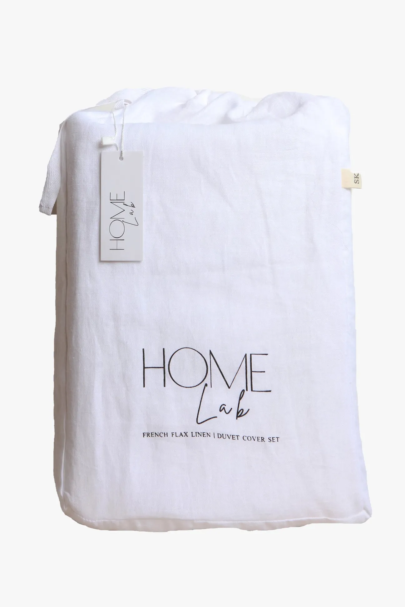 Home Lab Linen Duvet Cover Set White King