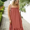 By Rosa. Louella Terracotta Louella Strappy Maxi Dress