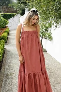 By Rosa. Louella Terracotta Louella Strappy Maxi Dress