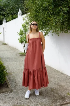 By Rosa. Louella Terracotta Louella Strappy Maxi Dress