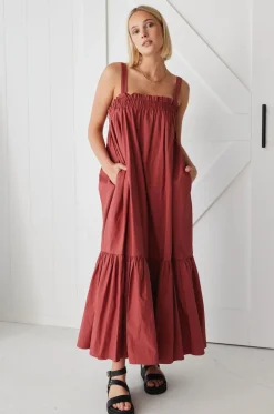 By Rosa. Louella Terracotta Louella Strappy Maxi Dress