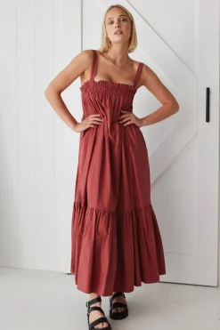 By Rosa. Louella Terracotta Louella Strappy Maxi Dress