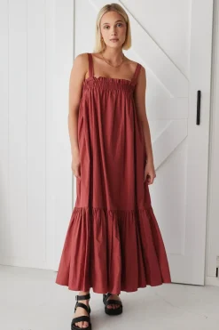 By Rosa. Louella Terracotta Louella Strappy Maxi Dress