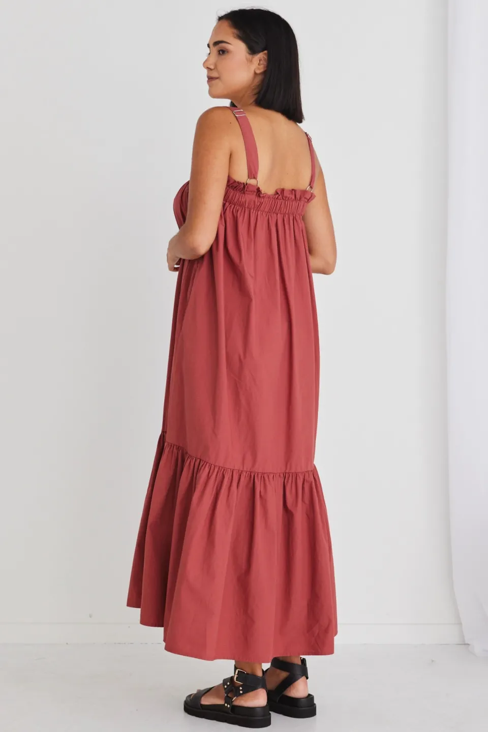 By Rosa. Louella Terracotta Louella Strappy Maxi Dress