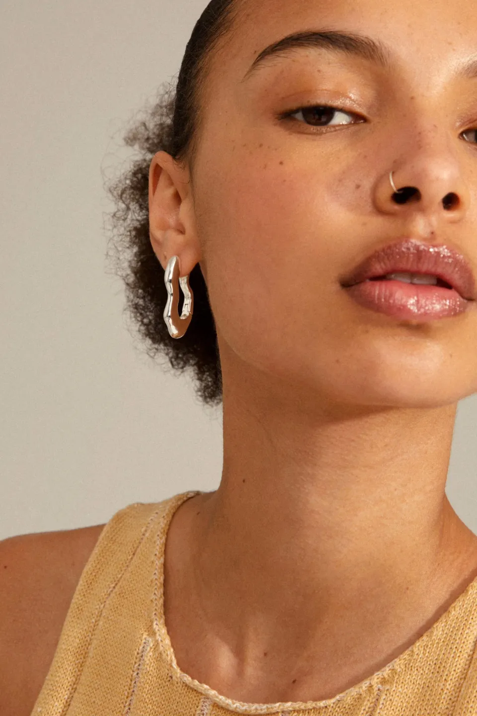 Pilgrim Loulia Wavy EOL Silver Recycled Hoop Earrings