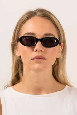 Sito Lourdes Black Oval Sunglasses