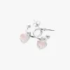 Stolen Girlfriends Club Love Anchor Heart Rose Quartz Semi Hoop Stud Earring