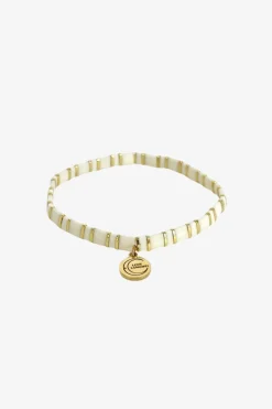 Love Lunamei Love Cream Gold Stripe with Gold Charm Bracelet