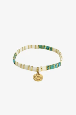 Love Lunamei Love Cream Gold Turquoise with Gold Charm Bracelet