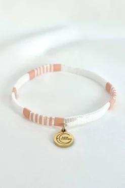 Love Lunamei Love Pink White with EOL Gold Charm Bracelet