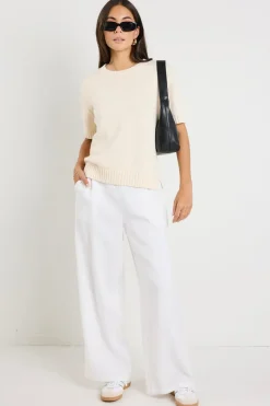 By Rosa. Lovesome Cream Cashmere Blend Chunky Knit Tee