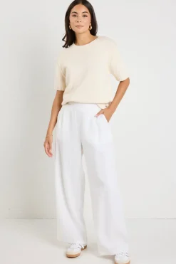By Rosa. Lovesome Cream Cashmere Blend Chunky Knit Tee