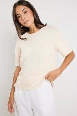 By Rosa. Lovesome Cream Cashmere Blend Chunky Knit Tee