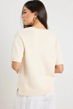 By Rosa. Lovesome Cream Cashmere Blend Chunky Knit Tee