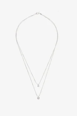 Pilgrim Lucia Pi Silver Double Necklace with Crystals
