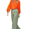 Leo + Be Lucid Orange Neck Frill LS Top