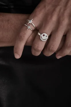 Stolen Girlfriends Club Lucky Star Ring with Topaz Stone Medium N EOL