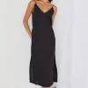 RE:UNION Label Lulu Black Linen Strappy Midi Dress