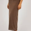 Jorge Luxe Brown Ruched Front Maxi Skirt