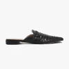 Nude Magnolia Black Pointed Woven Leather Mule