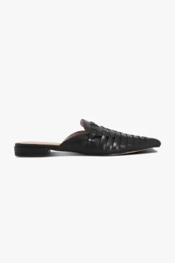 Nude Magnolia Black Pointed Woven Leather Mule