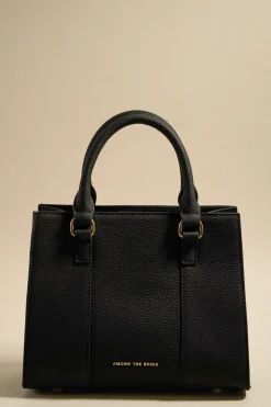 Among the Brave Manhattan Black Leather Mini Tote Bag