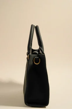 Among the Brave Manhattan Black Leather Mini Tote Bag