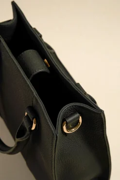 Among the Brave Manhattan Black Leather Mini Tote Bag