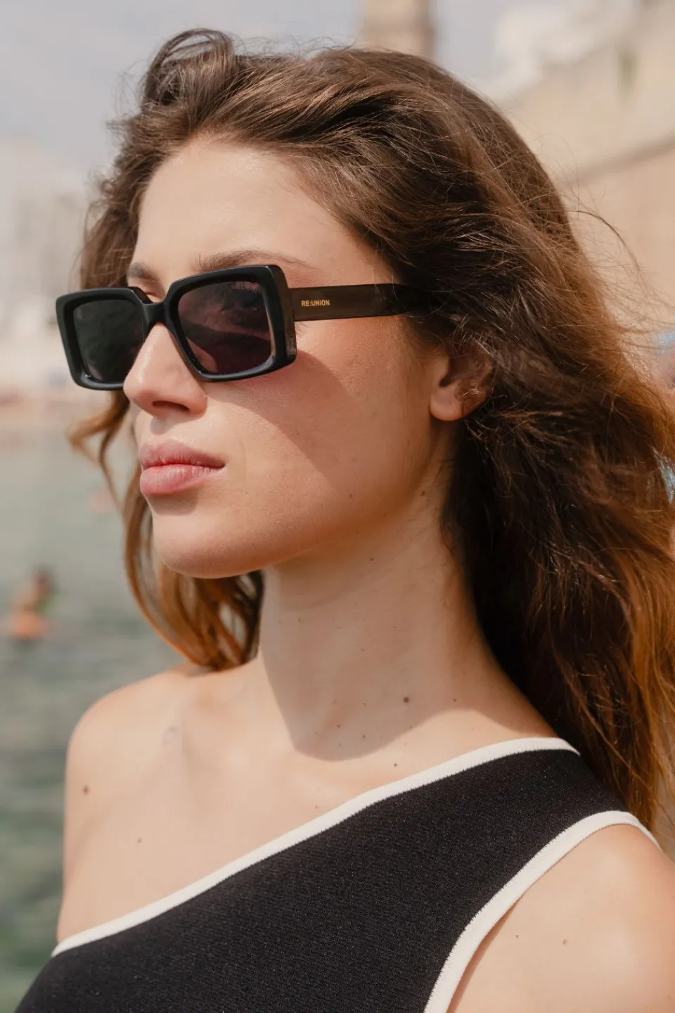 RE:UNION Label Manhattan Black Square Sunglasses