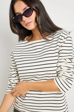 RE:UNION Label Maple Black Stripe Terry Boatneck LS Top