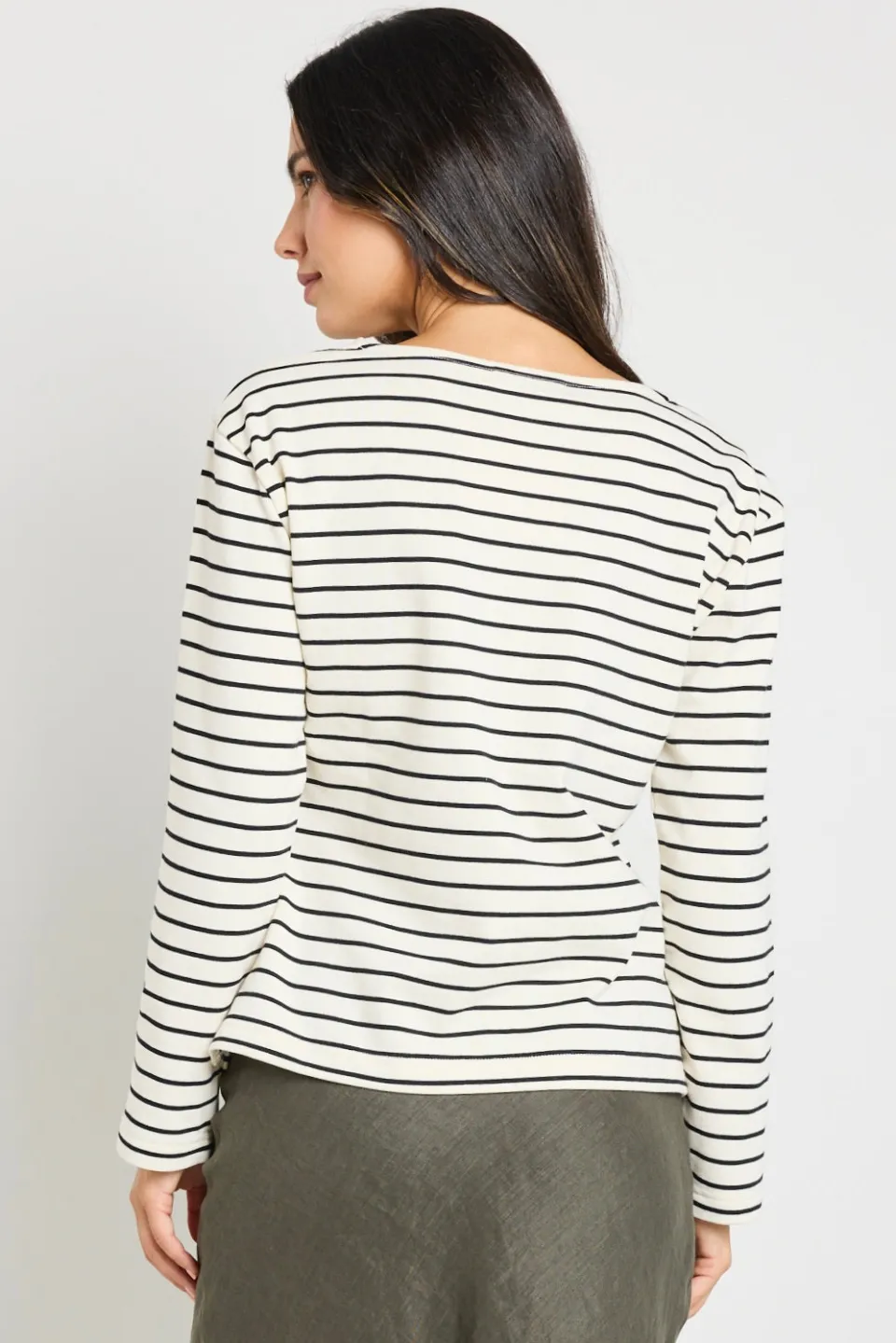 RE:UNION Label Maple Black Stripe Terry Boatneck LS Top