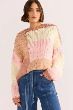 Mink Pink Marcella Blush Colour Block Sweater
