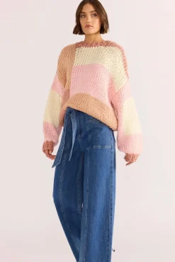 Mink Pink Marcella Blush Colour Block Sweater