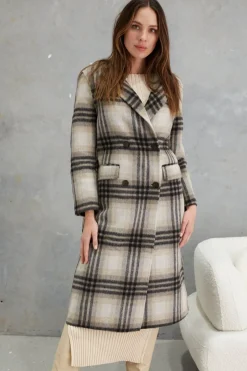 Birds of a Feather Marcella Grey Check Alpaca Wool Blend Coat