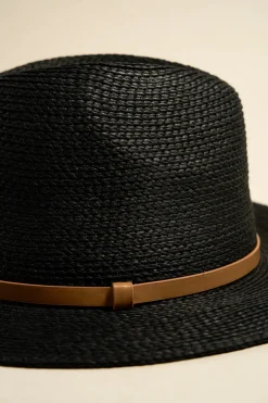 Among the Brave Marilyn Black Woven Panama Hat