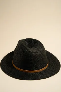 Among the Brave Marilyn Black Woven Panama Hat