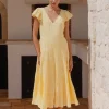 Ivy + Jack Marley Butter Flutter Sleeve V Neck Tiered Maxi Dress
