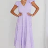 Ivy + Jack Marley Lilac Sleeveless V Neck Tiered Maxi Dress